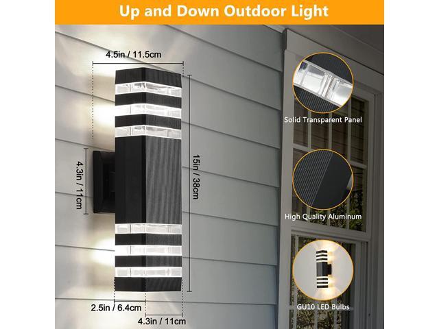 Gemdeck Waterproof LED Square Up and Down Lights Outdoor Wall Mount Light, 3-Layer Black Modern Outdoor Lights for House