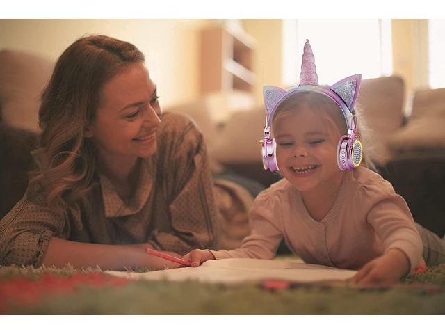 Gemdeck Child Head Mounted Headset Cute Unicorn Wired With Mic Music Stereo Earphone