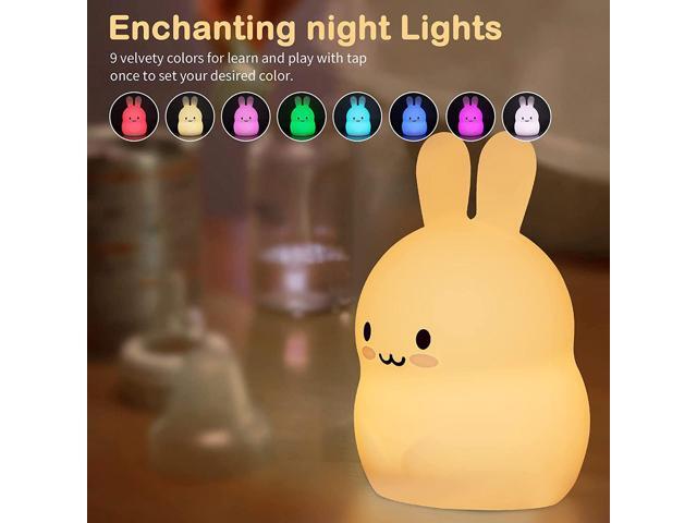 Gemdeck Kids Bunny Night Light, Rabbit Led Silicone Bedside Lamp, LED Touch Lights