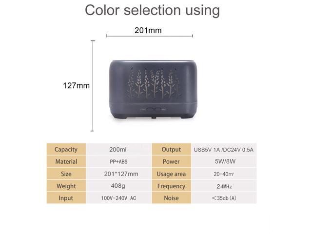 Gemdeck 200ml Flame Night Light Usb HumidifierEssential Oil Diffuser, silent Aromatherapy Atomizer Diffuser Black HEART