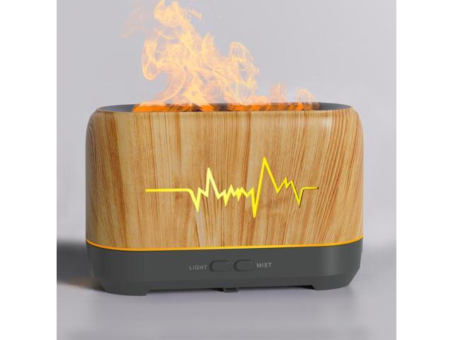 Gemdeck 200ml Flame Night Light Usb HumidifierEssential Oil Diffuser, silent Aromatherapy Atomizer Diffuser Black HEART