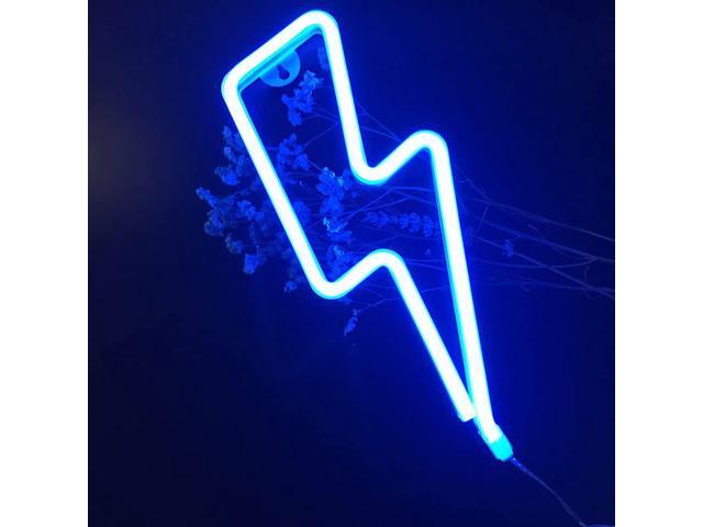Gemdeck Blue Lightning Neon Light,LED Lightning Sign Shaped Decor Light,Wall Decor