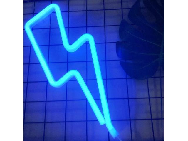 Photos - Chandelier / Lamp Gemdeck Blue Lightning Neon Light, LED Lightning Sign Shaped Decor Light,