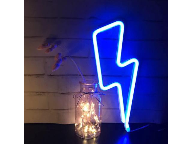 Gemdeck Blue Lightning Neon Light,LED Lightning Sign Shaped Decor Light,Wall Decor
