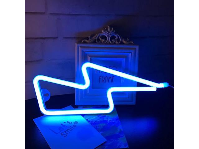 Gemdeck Blue Lightning Neon Light,LED Lightning Sign Shaped Decor Light,Wall Decor