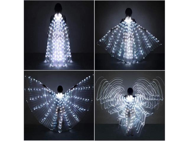 Gemdeck LED Lights Belly Dance Isis Wings, Bellydance Glow Angel dance Wings with Telescopic Sticks Flexible Rods for Adults and Child