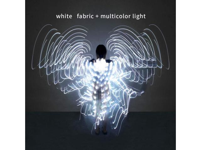 Gemdeck LED Lights Belly Dance Isis Wings, Bellydance Glow Angel dance Wings with Telescopic Sticks Flexible Rods for Adults and Child