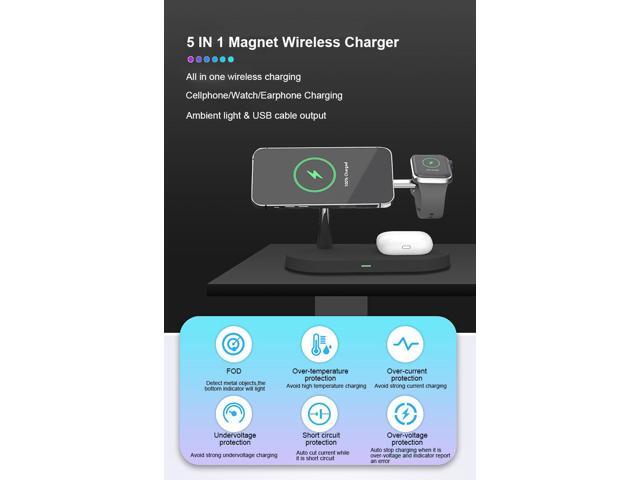 Gemdeck Mag Safe Charger with Stand, Magnetic iPhone Charger, 3-in-1 Wireless Charging Station for Apple iPhone 14/13/12 Series, iWatch...