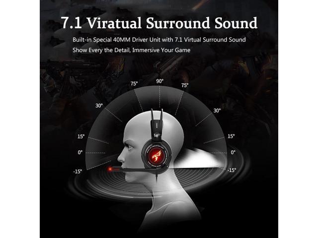 Gemdeck Black Gaming Headset Wired Headphones with Noise Cancelling Mic for Computer