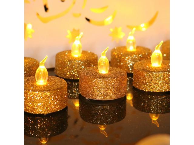 Photos - Chandelier / Lamp Gemdeck 12pcs LED Tea Lights Candles Gold Powder Sequin Fake Unscented Fla