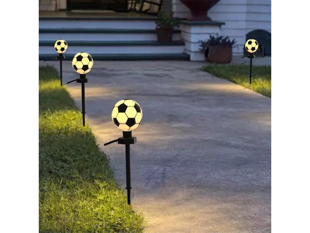 Gemdeck 2pcs Football Shaped Solar Pathway Lights Soccer Solar Powered Lawn Lights Garden Light