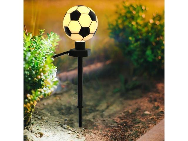 Gemdeck 2pcs Football Shaped Solar Pathway Lights Soccer Solar Powered Lawn Lights Garden Light
