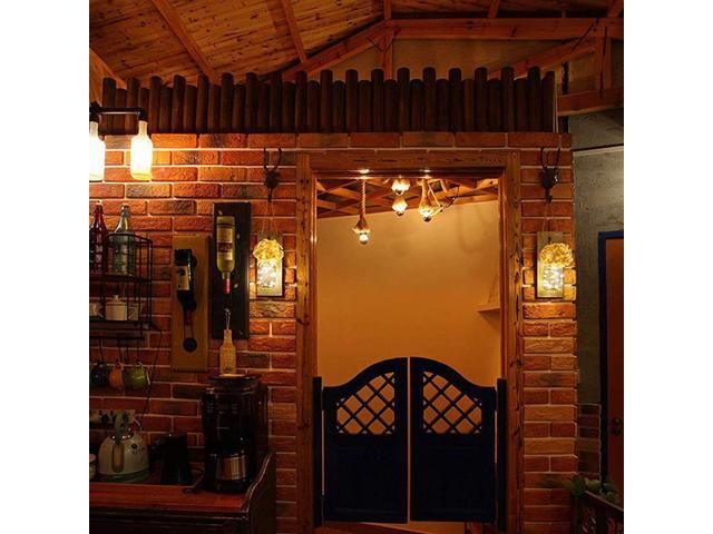 Gemdeck Hanging Lantern Mason Jar Lights Wooden Board Led Mason Jar Wall Lights
