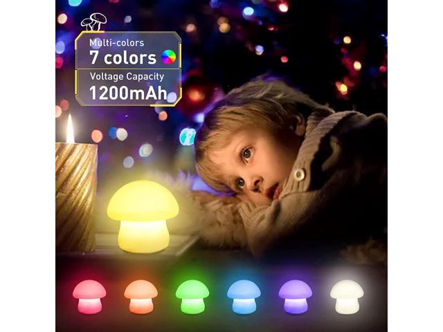 Mushroom Lamp, Rechargeable Mushroom Night Light, Multi-Color LED Mushroom Nightlight