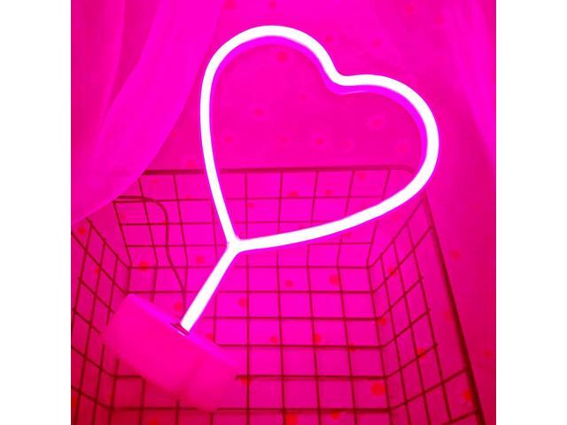 Gemdeck Neon Heart Light Heart Neon Sign Pink Heart Led Light with Base