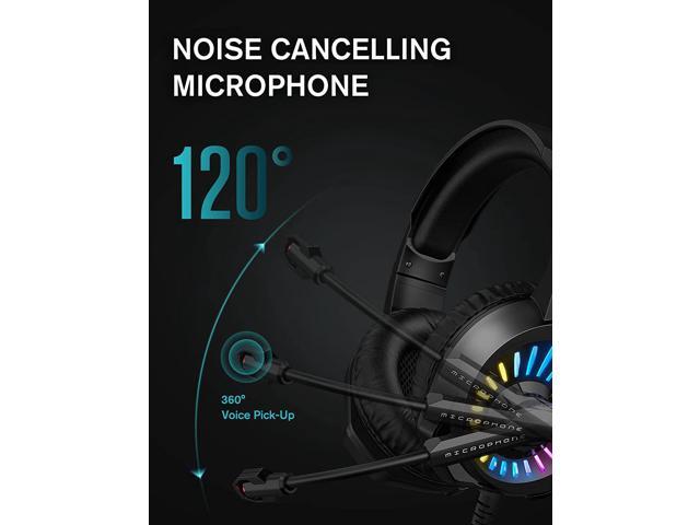 Gemdeck Gaming Headset with Microphone, Headphones with LED RGB Light, Stereo Surround Sound