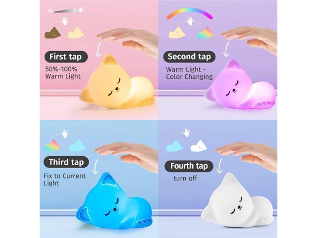 Gemdeck Night Light for Kids Lamp Cat Lamp, 16 Colors Cute Night Light for Kids Night Light