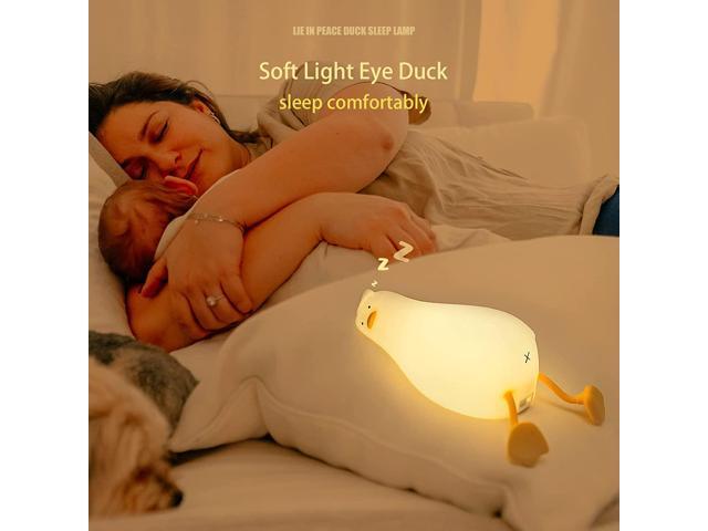 Gemdeck Lying Flat Duck Night Light, LED Squishy Duck Lamp, Silicone Dimmable Nightlight