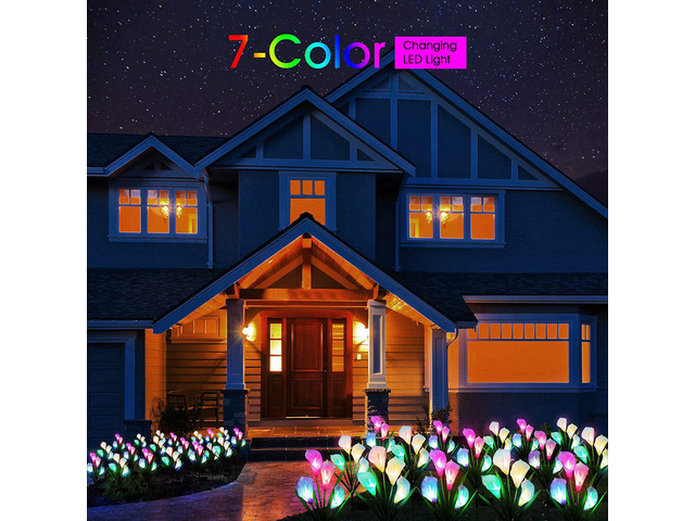 Gemdeck 4 Pack Solar Garden Calla Flowers Lights, LED Soalr Outdoor Lights Decor