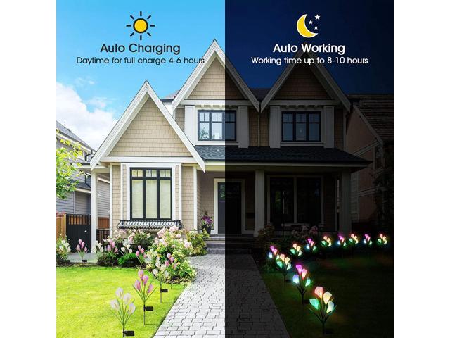 Gemdeck 4 Pack Solar Garden Calla Flowers Lights, LED Soalr Outdoor Lights Decor
