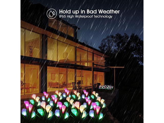 Gemdeck 4 Pack Solar Garden Calla Flowers Lights, LED Soalr Outdoor Lights Decor
