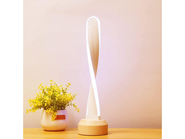 Gemdeck Modern Desk lamp RGB Wood Table Lamp Bedside Lamp, Natural Beech Night Light