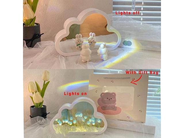 Gemdeck DIY Tulip Night Light, Cloud Tulip Mirror Night Light, Simulation Flower Bedroom Sleeping Table Lamp Blue