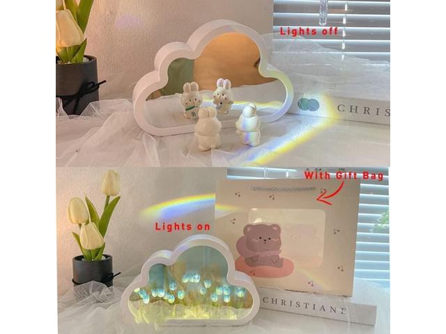 Gemdeck DIY Tulip Night Light, Cloud Tulip Mirror Night Light, Simulation Flower Bedroom Sleeping Table Lamp Purple