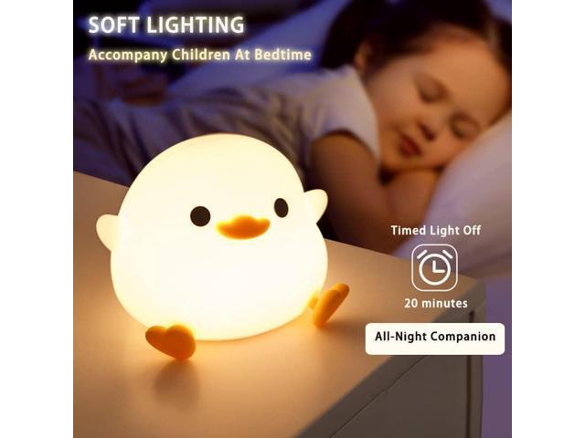 Gemdeck Cute Duck Night Light, Animal Silicone Nursery Rechargeable Table Lamp Bedside Lamp with Touch Sensor