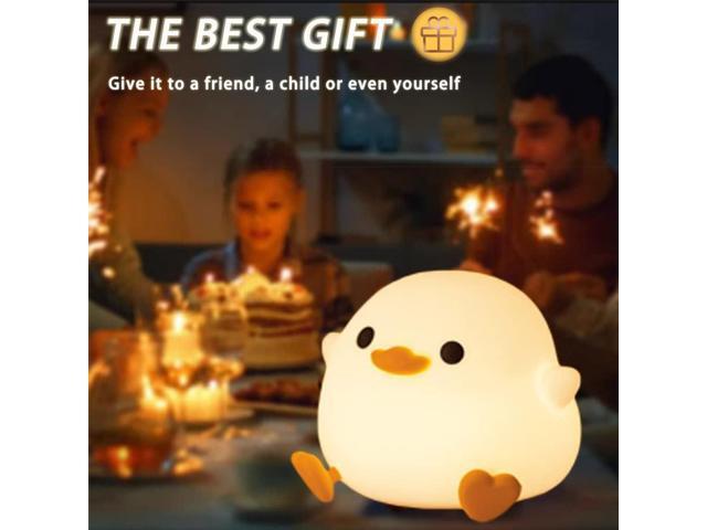 Gemdeck Cute Duck Night Light, Animal Silicone Nursery Rechargeable Table Lamp Bedside Lamp with Touch Sensor