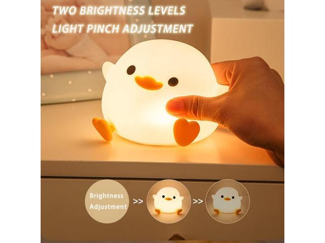 Gemdeck Cute Duck Night Light, Animal Silicone Nursery Rechargeable Table Lamp Bedside Lamp with Touch Sensor