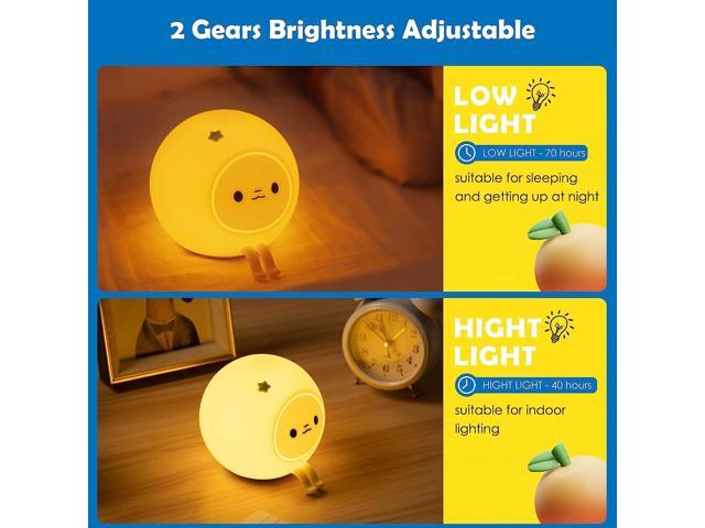 Gemdeck Cute Orange Silicone Night Light, Portable Bedside Lamp Nursery USB Rechargeable Brightness Adjustable