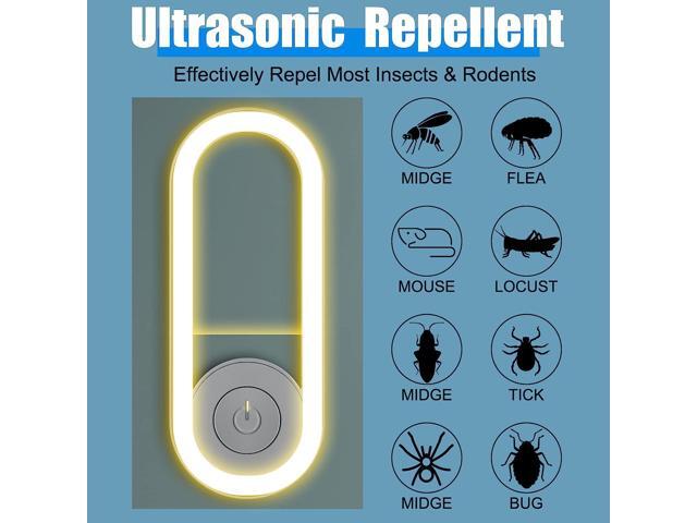 Gemdeck 2 Pcs Ultrasonic Pest Repeller with Night Light, Indoor Pest Control Electronic Insect Pest Repellent