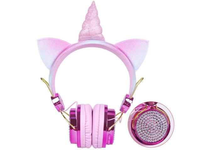 Gemdeck Kids Unicorns Headphones with Mic for Travel/Car/Plane, Unicorns Wired Headsets with Cable