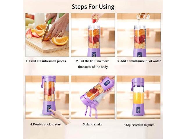 Gemdeck Portable Electric Juicer Cup, Usb Rechargeable Portable Blender,Automatic Household Electric Juicer Purple