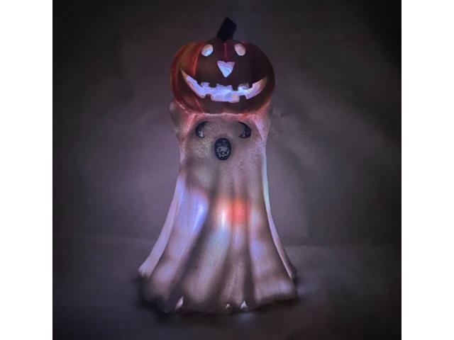 Gemdeck Halloween Decor Ghost With Pumpkin Light Up Jack-o'-lantern Ceramic Pumpkin Light B