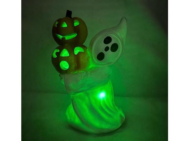 Gemdeck Halloween Decor Ghost With Pumpkin Light Up Jack-o'-lantern Ceramic Pumpkin Light D