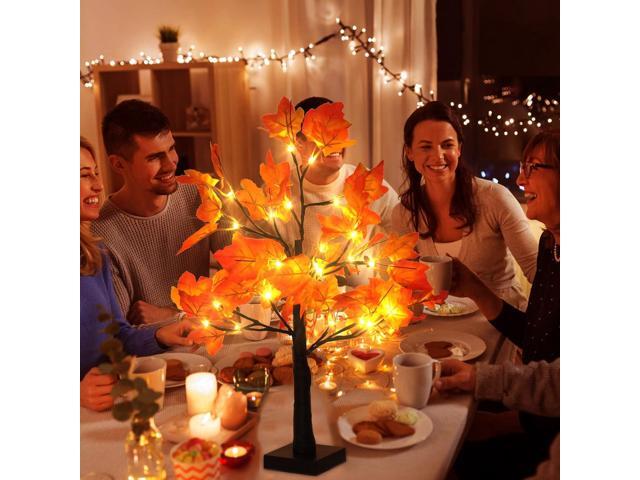 Gemdeck Thanksgiving Decor Lighted Maple Tree Fall Halloween Decorations