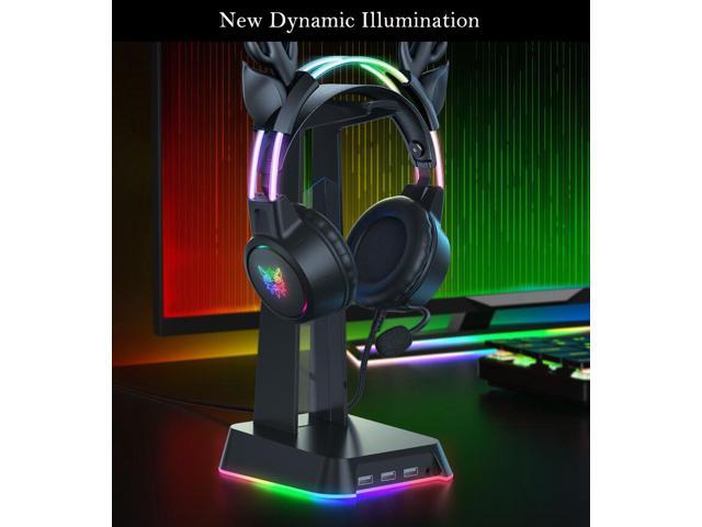 Gemdeck RGB Cat Ear Headphone, Upgraded Wireless & Wired Gaming Headset with Attachable HD Microphone