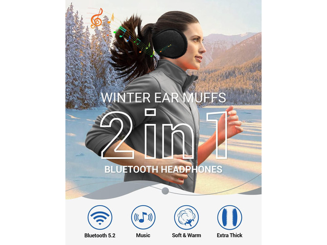 Gemdeck Bluetooth Ear Warmers Ear Muffs Earmuffs Built-in HD Speakers for Winter