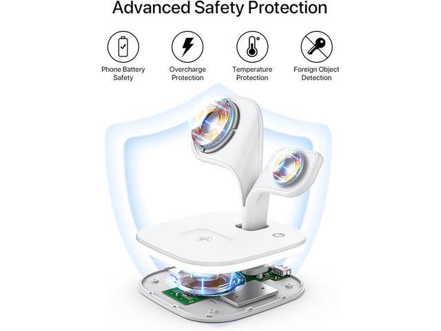 Gemdeck Magnetic Wireless Charger, 5 in 1 Fast Mag-Safe Wireless Charger Stand White
