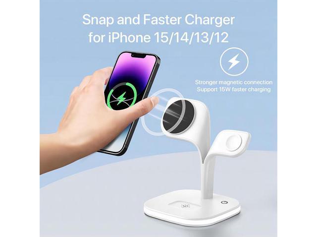 Gemdeck Magnetic Wireless Charger, 5 in 1 Fast Mag-Safe Wireless Charger Stand White