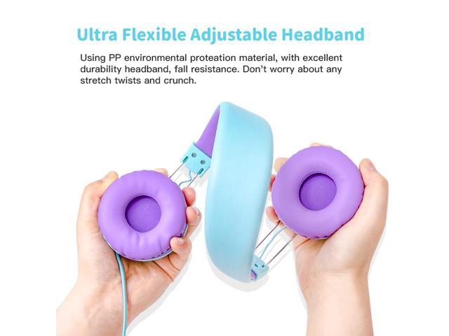 Gemdeck Kids Headphones Wired with Microphone, Portable Headphones Stereo Sound Foldable Headset Blue