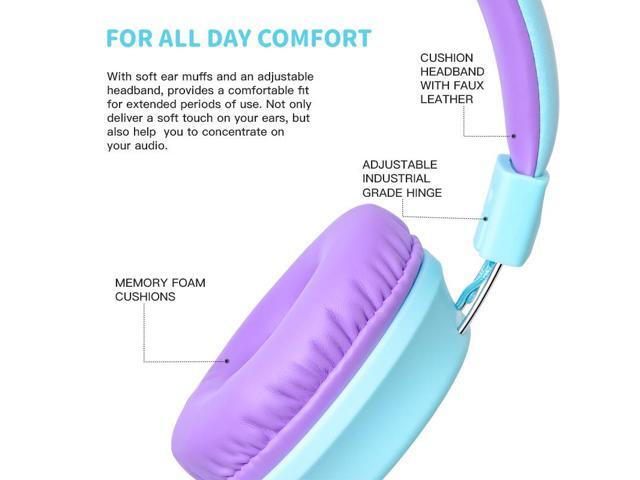 Gemdeck Kids Headphones Wired with Microphone, Portable Headphones Stereo Sound Foldable Headset Blue