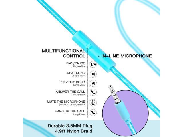 Gemdeck Kids Headphones Wired with Microphone, Portable Headphones Stereo Sound Foldable Headset Blue