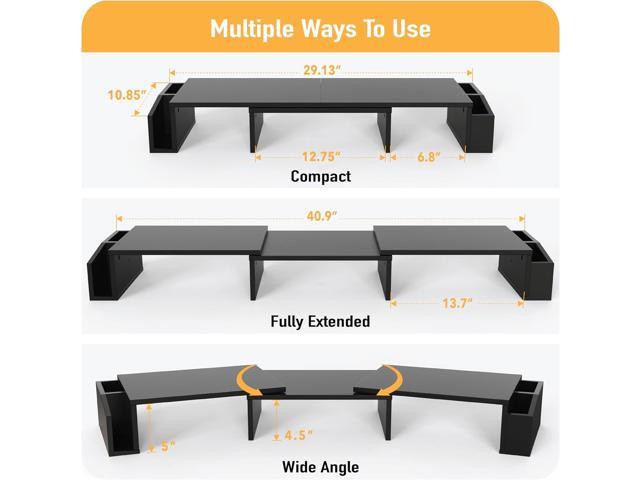 Simple Houseware Desk Dual Monitor Stand Riser with Drawer, Black