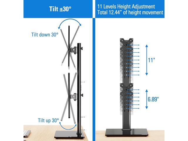 MOUNTUP Vertical Dual Monitor Stand, Stack Two Screens up to 32 inches,17.6 Lbs, Free-Standing Monitor Desk Mount, Monitor Riser with Swivel, Tilt,...