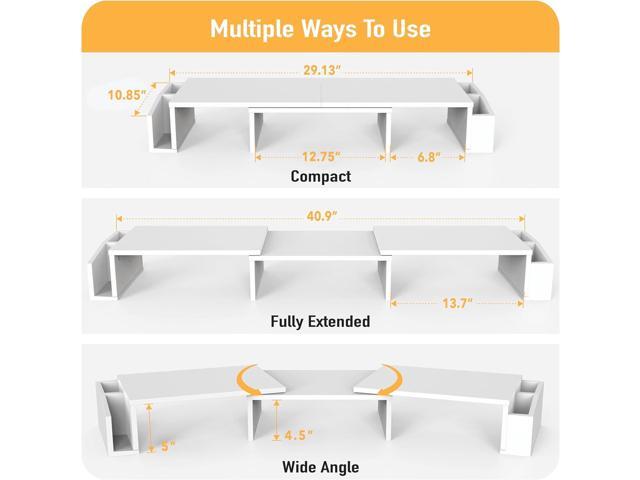 Simple Houseware Desk Dual Monitor Stand Riser with Drawer, White