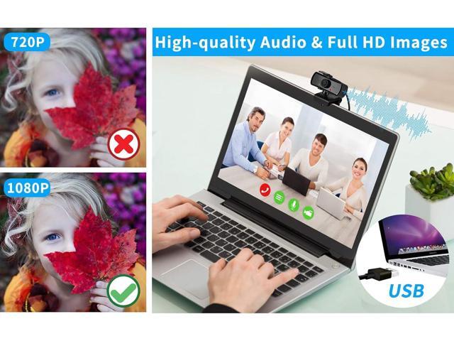 2040x1080 High Resolution HD Desktop Webcam with Microphone for PC Computer Monitor, USB Stream Camera with Privacy Cover 120 Degree Wide Angle...
