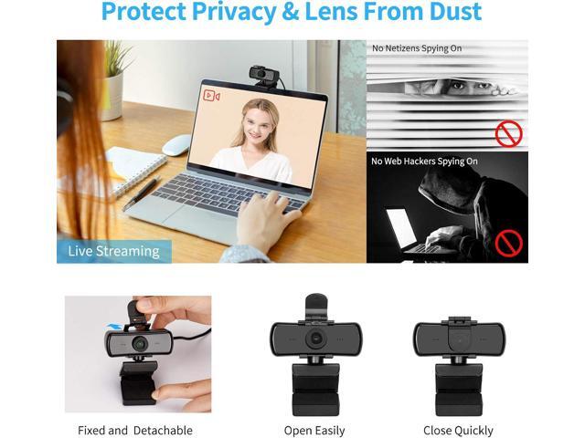 2040x1080 High Resolution HD Desktop Webcam with Microphone for PC Computer Monitor, USB Stream Camera with Privacy Cover 120 Degree Wide Angle...